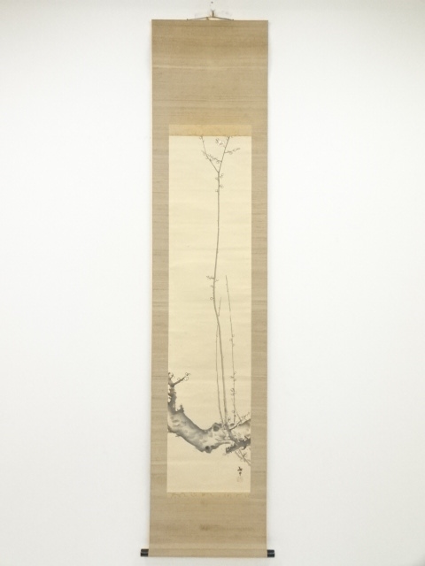 JAPANESE HANGING SCROLL / HAND PAINTED / UME BLOSSOMS